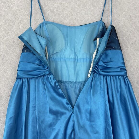 Vtg Y2K Babydoll Bubble Dress M/L? Blue Mesh Satin Sparkle Fairy Whimsy Party - Picture 6 of 12